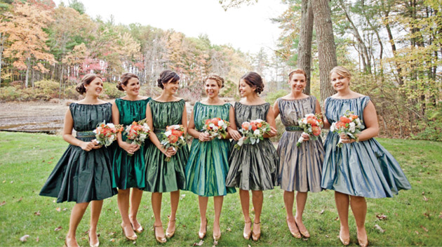 wedding party different color dresses