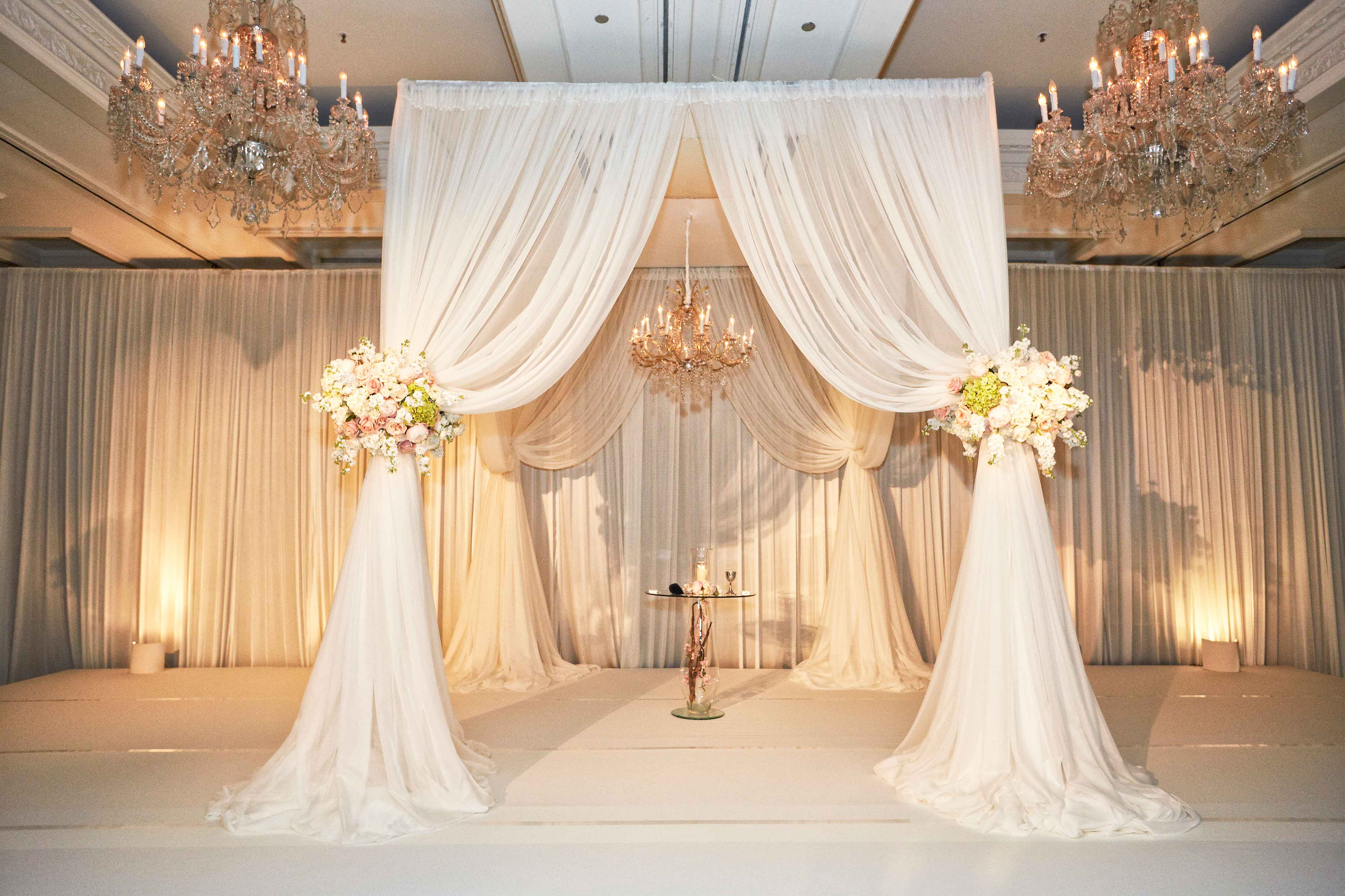 White chuppah at Chicago ceremony