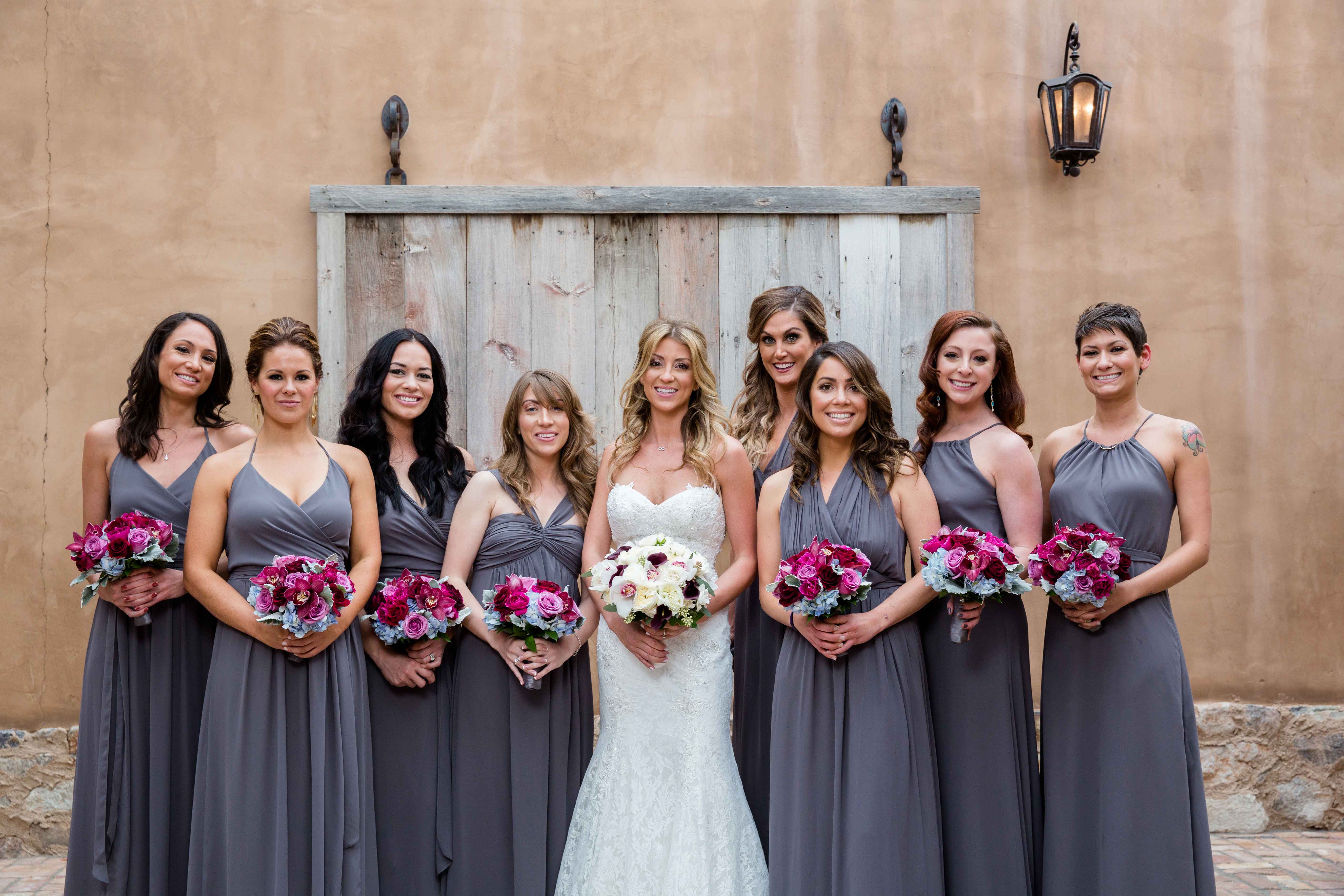 matching bridesmaid dresses different styles