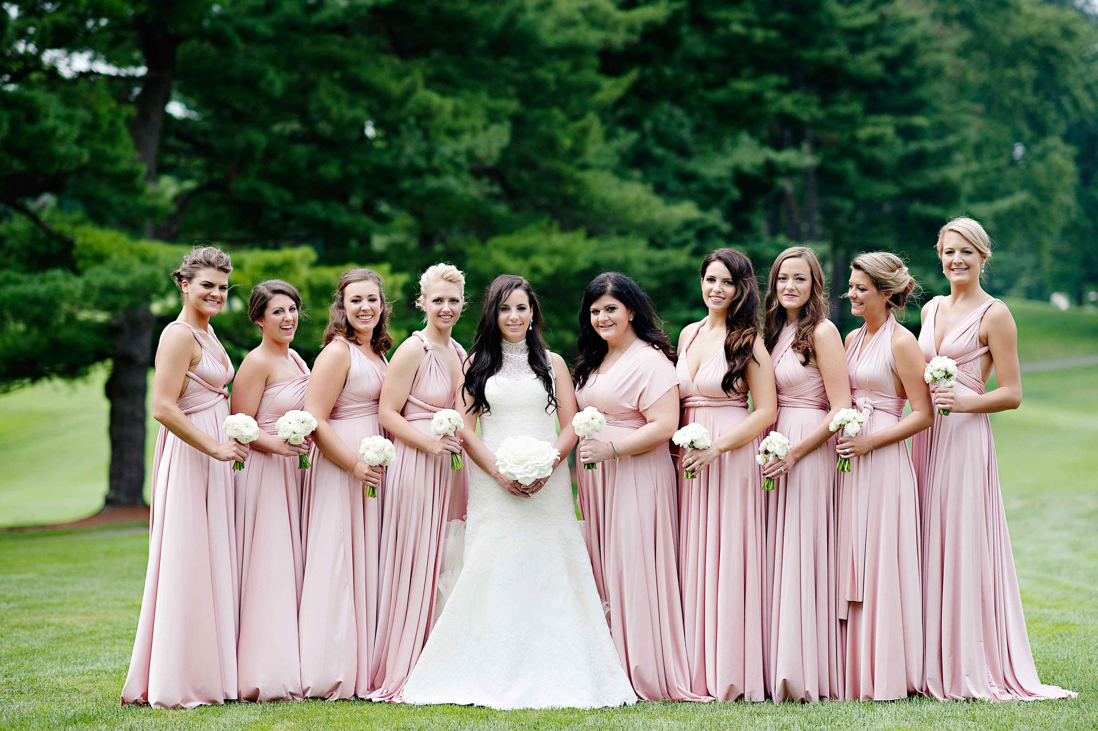 bridesmaids in different dresses same color