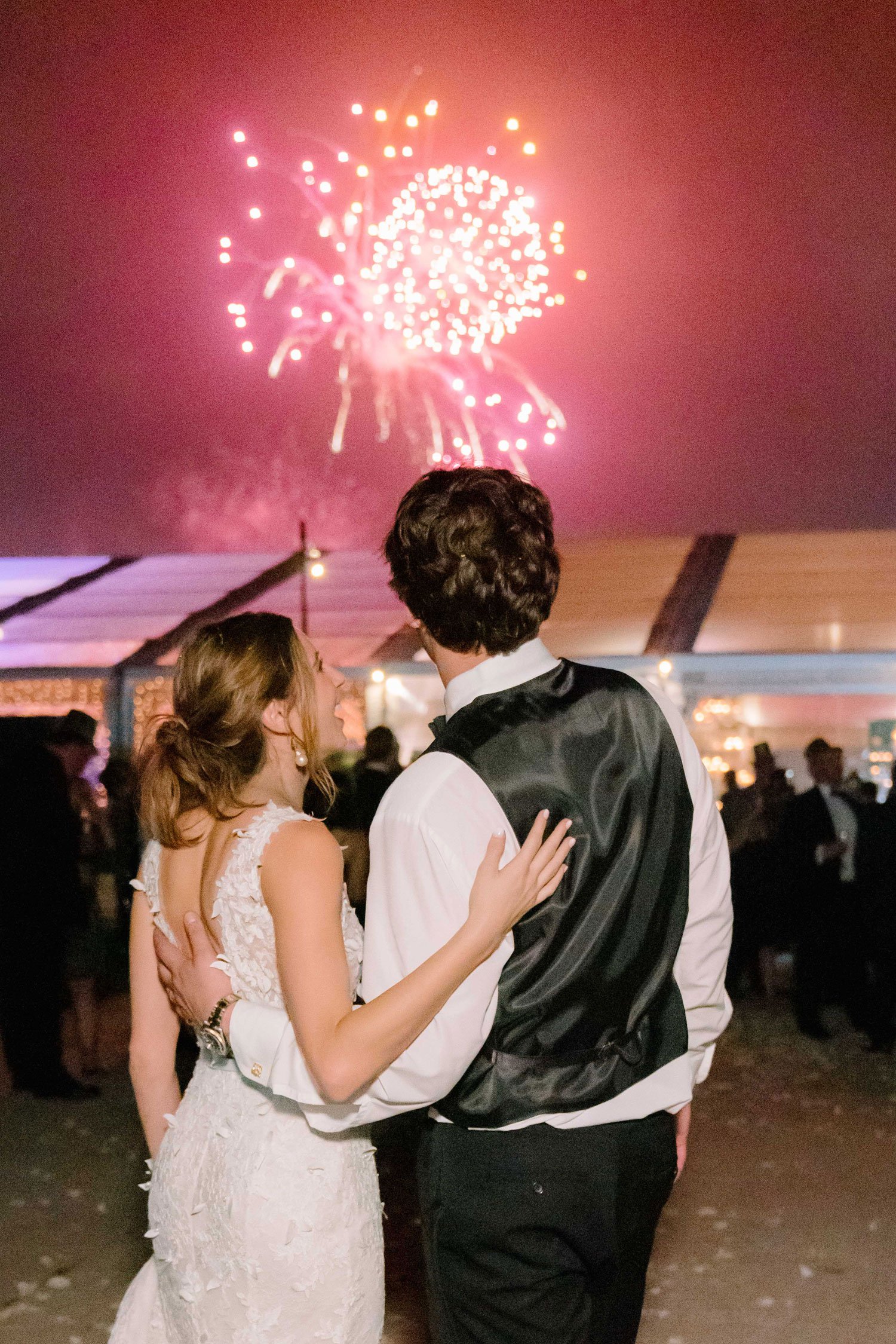 firework display on New Year's Eve for NYE wedding reception