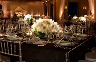 black linens wedding reception