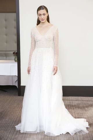 Look 9 by Gracy Accad gracy-accad-fall-2018-net-with-pearls-and-crystals-long-sleeves-and-layered-skirt