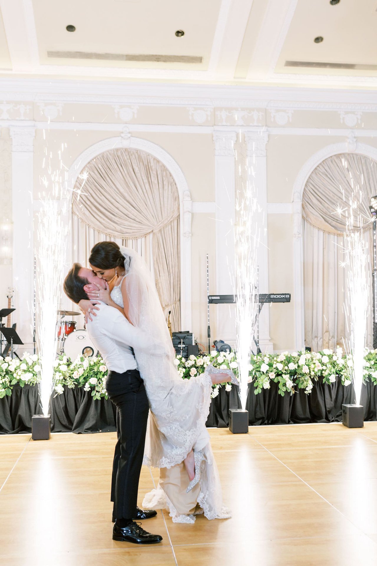 Sparklers on Dance Floor During First Dance