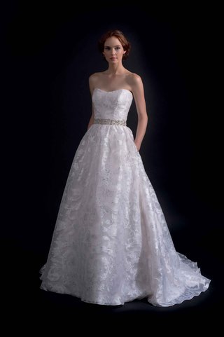 "Tennyson" by Modern Trousseau Fall 2016 modern-trousseau-fall-2016-strapless-a-line-wedding-dress-with-metallic-embroidery