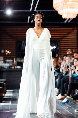 bridal pantsuit with cape