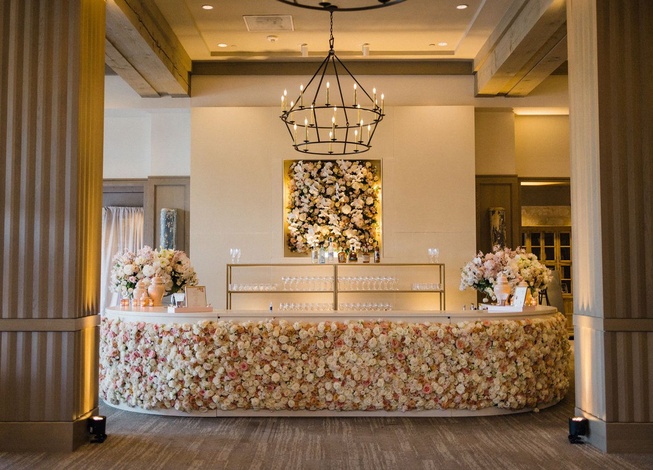 Indoor Bar Decorated with Fresh Flowers