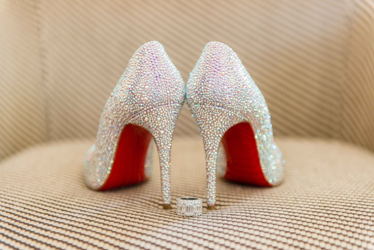 New thick heel crystal high heels