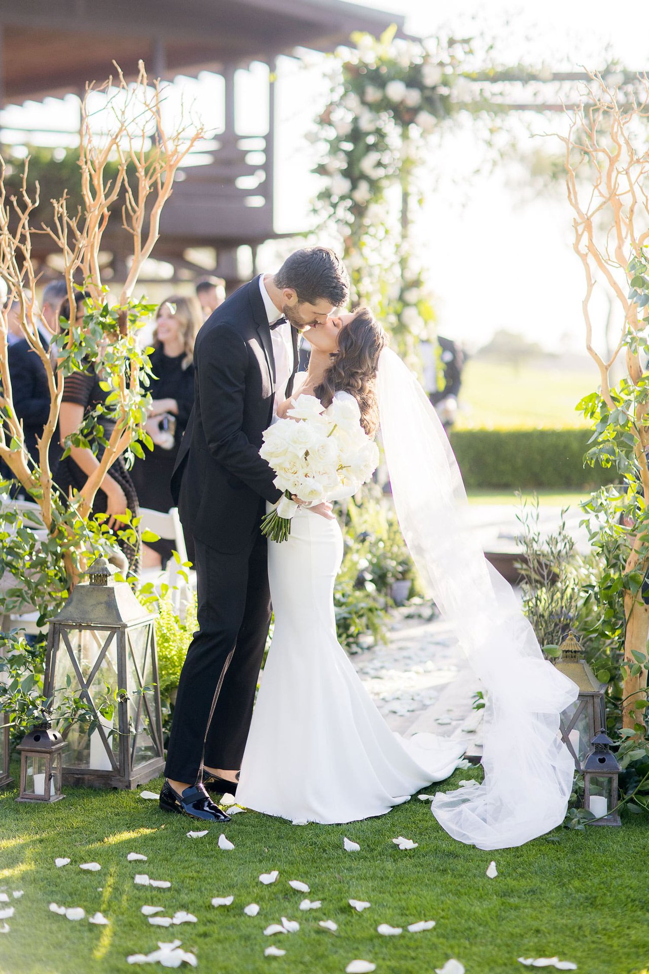 Bride & Groom Kiss at End of Ceremony Aisle