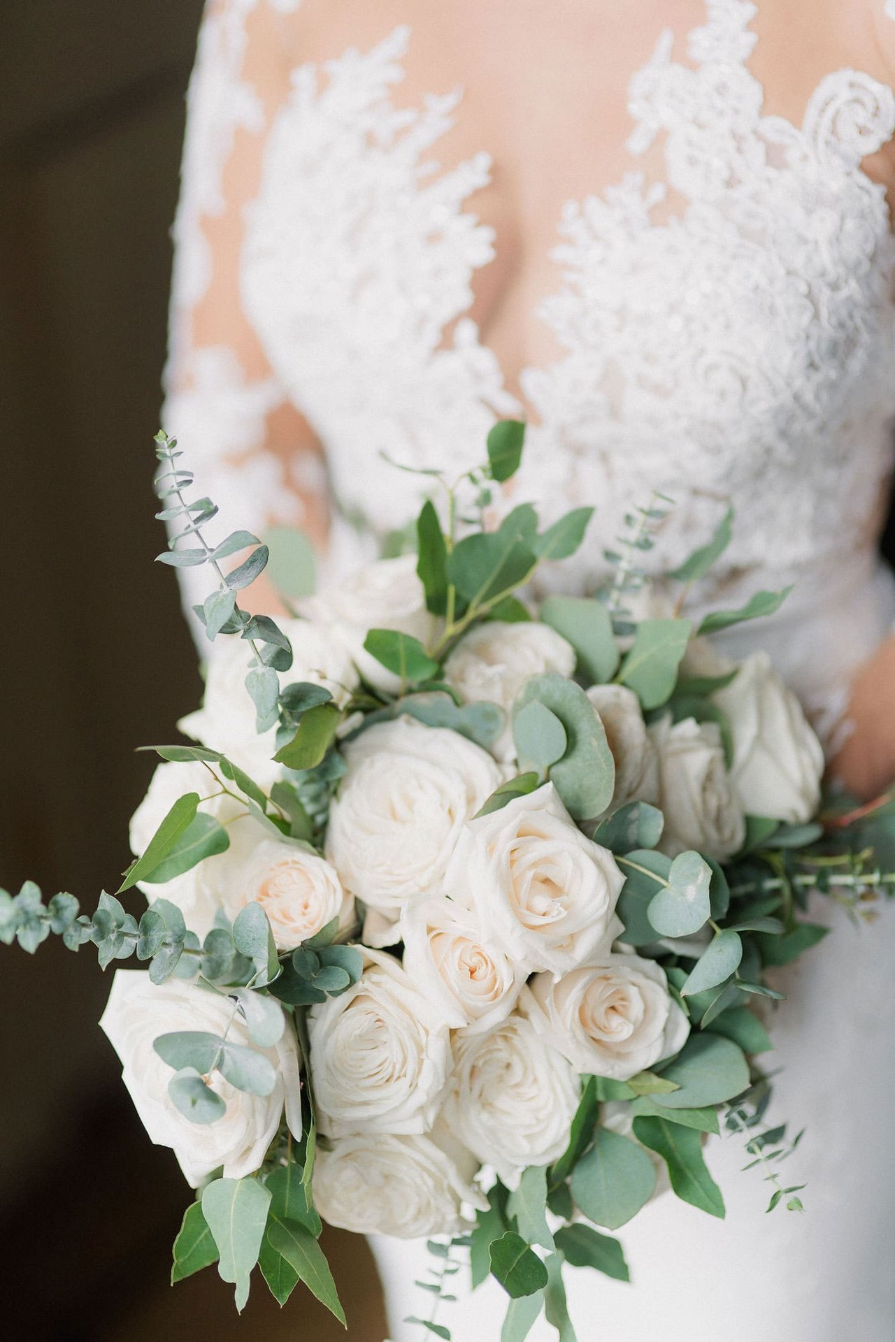 White Rose & Eucalyptus Wedding Bouquet