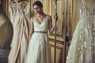 "Reagan" BHLDN Gown reagan-willowby-by-watters-bhldn-v-neck-wedding-dress-with-lace-details