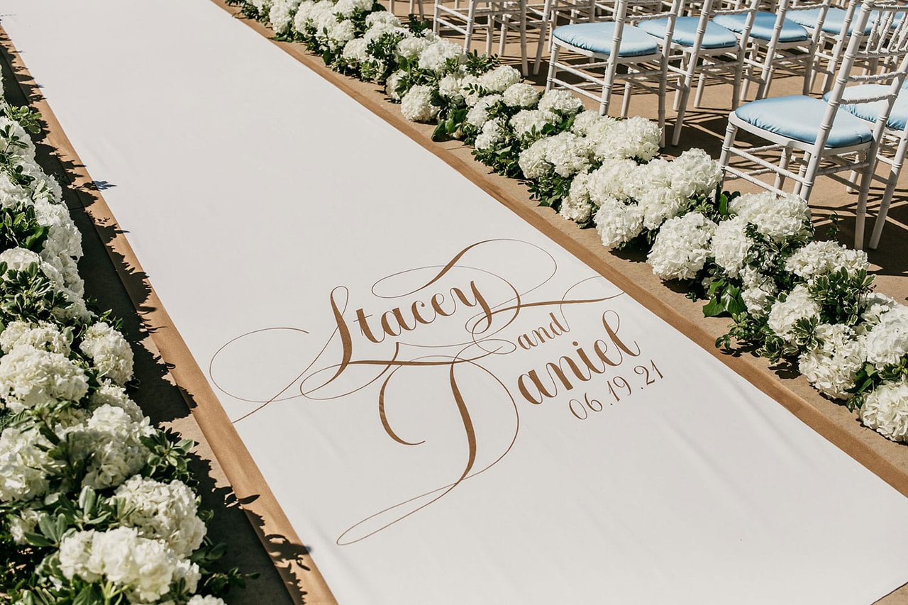 Couple's Names on Aisle Runner The Original Runner Company