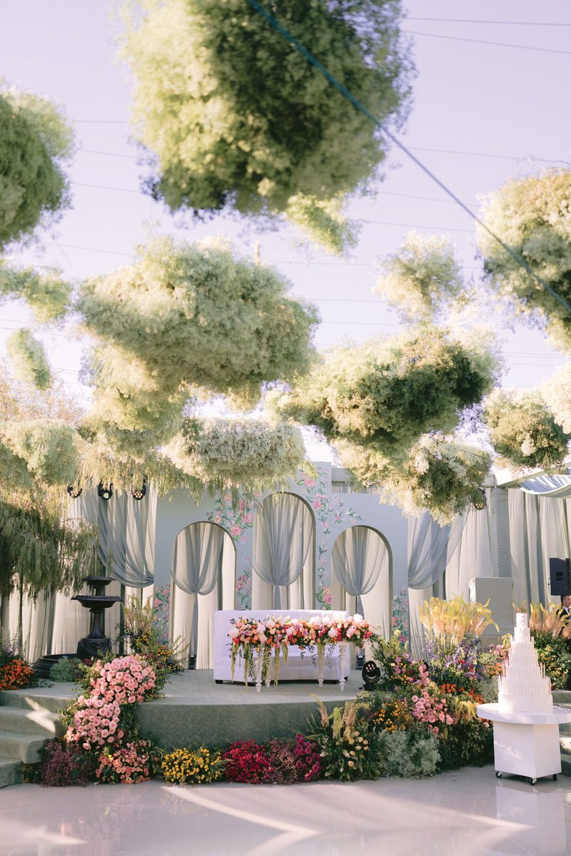 "Cloud" Floral Ceiling Installation at Wedding