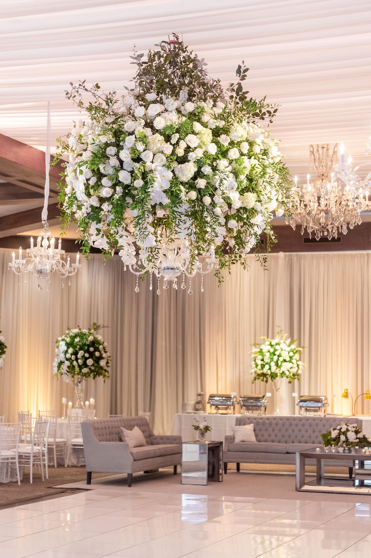 Flower Chandelier Over Dance Floor