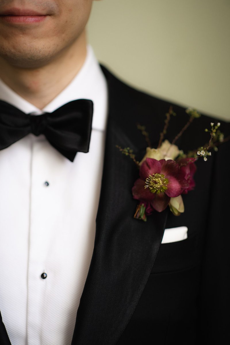 Deep-Toned Magenta Groom&#39;s Boutonniere