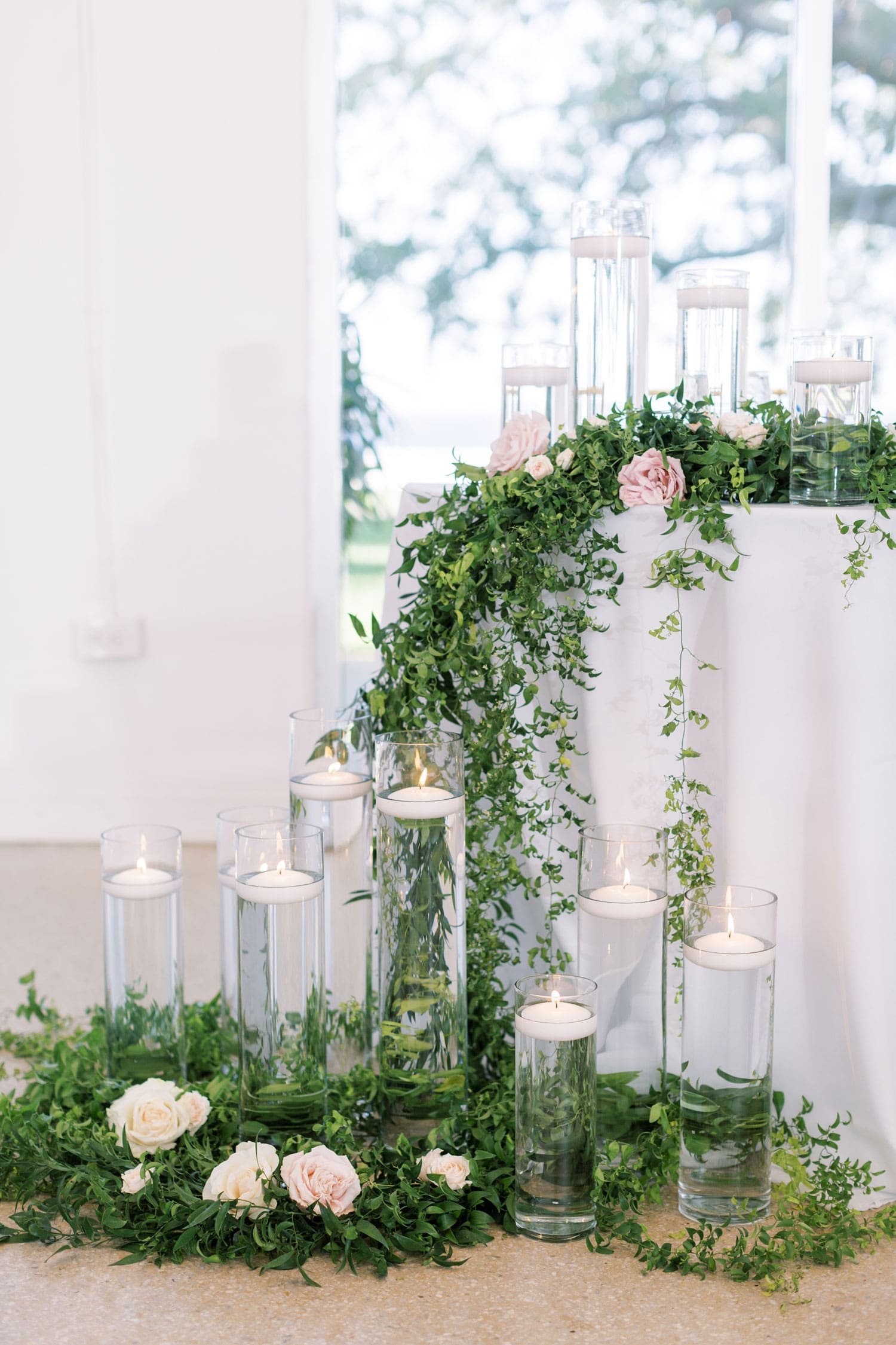 Sweetheart Table with Greenery & Candles