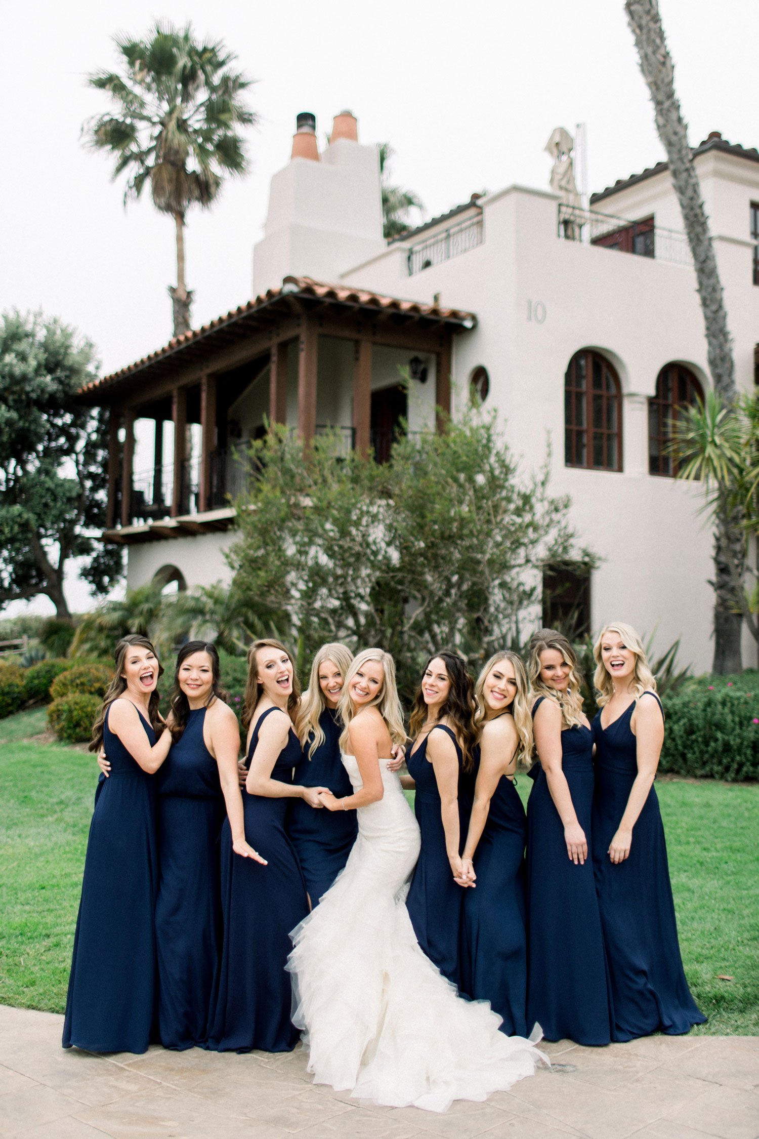 navy blue gown for bridesmaid