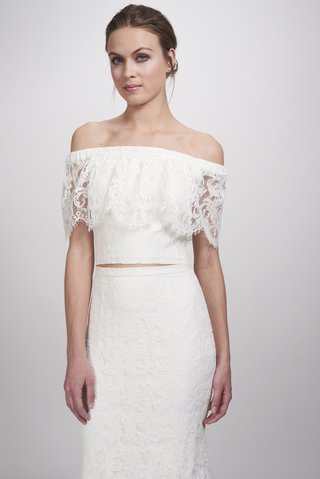 "Lanie" Top by THEIA an-off-the-shoulder-top-with-lace-detailing-throughout-by-theia