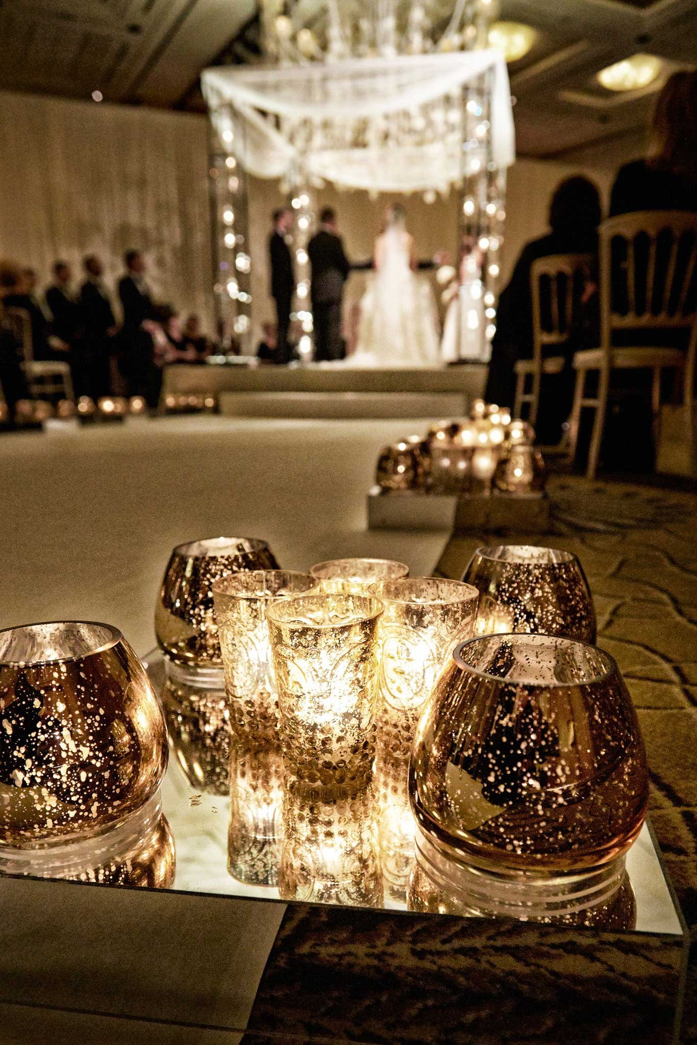 Small Votives at Interfaith Wedding Ceremony