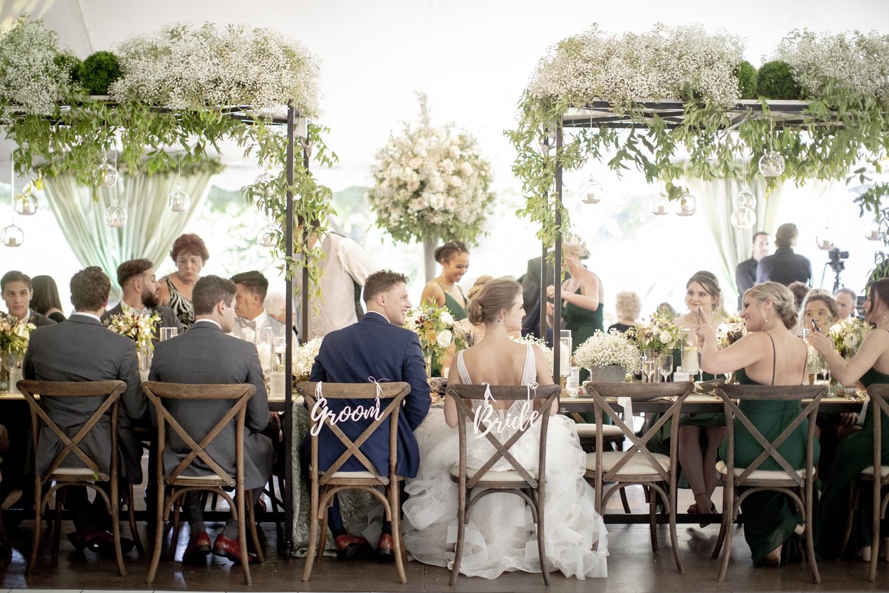 Head Table with Bride & Groom Chairs