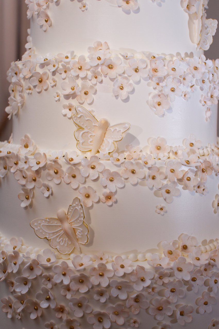 Cake with Sugar Flowers & Butterflies