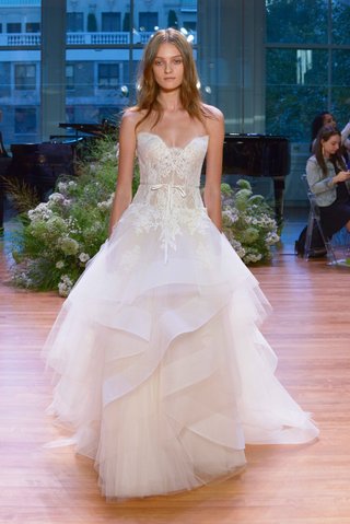 "Trésor" by Monique Lhuillier monique-lhuillier-fall-2017-bridal-collection-tresor-wedding-dress-strapless-ball-gown-layered-skirt