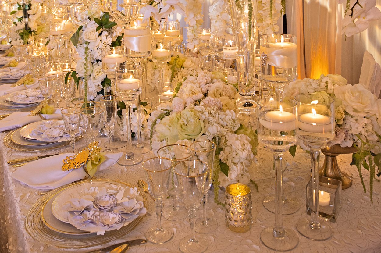 Lush Tablescape with Floating Candles