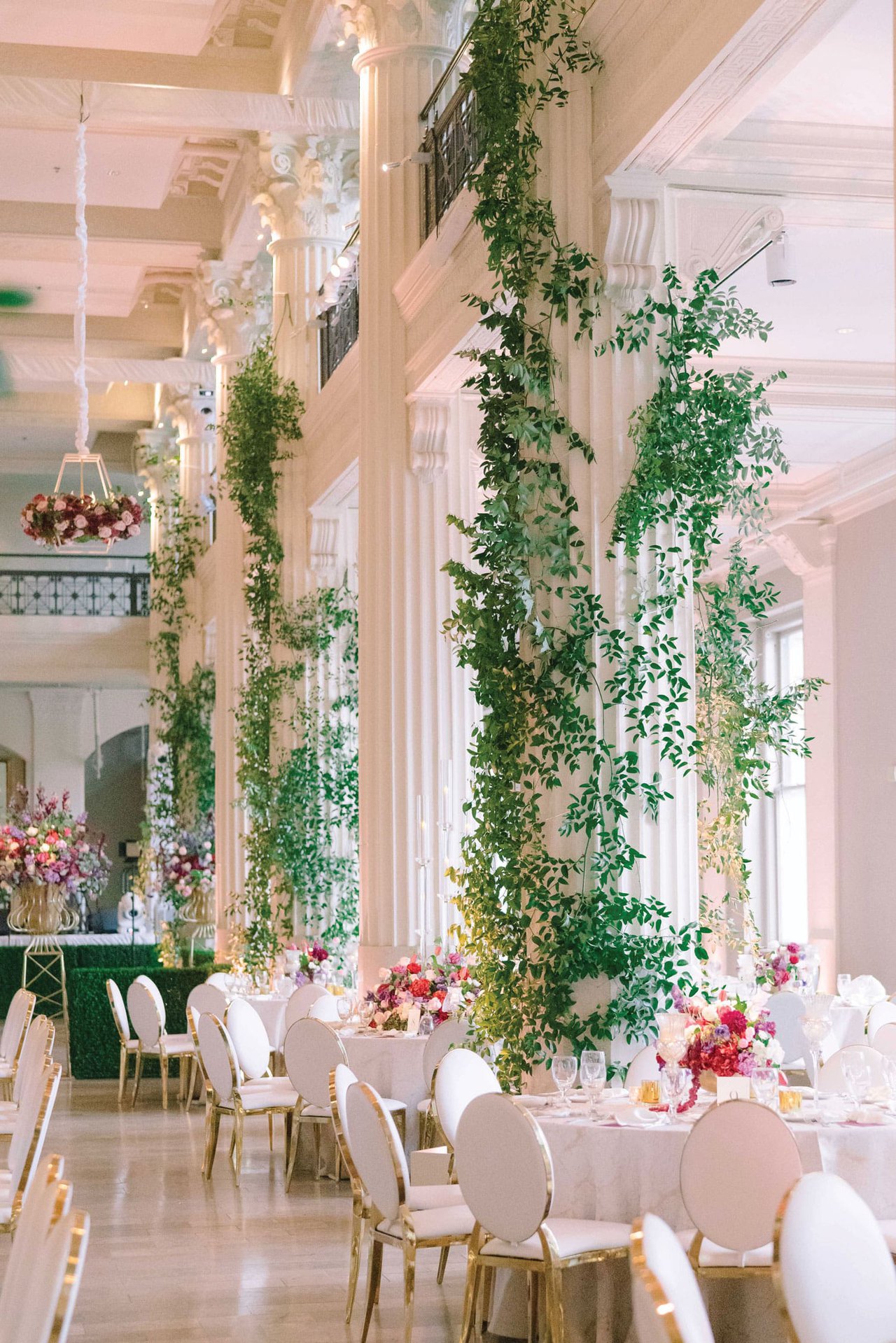 Greenery Decorating Columns at The Corinthian
