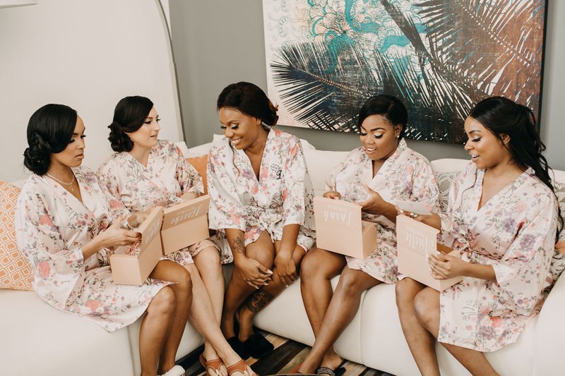 Bride Giving Bridesmaids Gifts