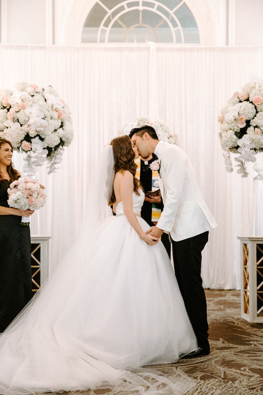 Couple's First Kiss in Atlanta Ballroom