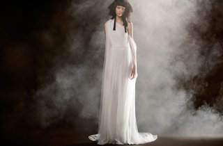 "Sabine" by Vera Wang vera-wang-spring-2018-sabine-one-shoulder-french-tulle-hand-draped-off-the-shoulder-sleeve