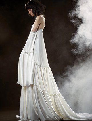 "Emmeline" by Vera Wang vera-wang-spring-2018-emmeline-washed-silk-satin-georgette-peasant-gown-off-the-shoulder-sleeves