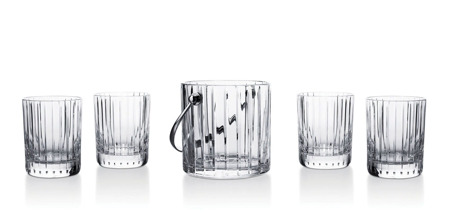 Baccarat Harmonie On the Rocks tumblers and ice bucket five-piece set Bloomingdale’s wedding registry ideas