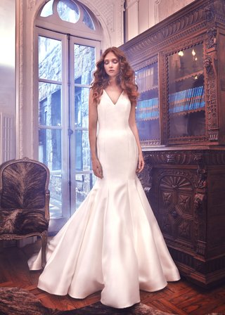 "Mercer" by Sareh Nouri mercer-by-sareh-nouri-spring-2018-fitted-shantung-trumpet-gown-featuring-a-v-neckline-v-back
