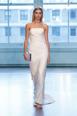 99038 by Justin Alexander 99038-by-justin-alexander-spring-2019-asymmetrical-pleated-column-dress