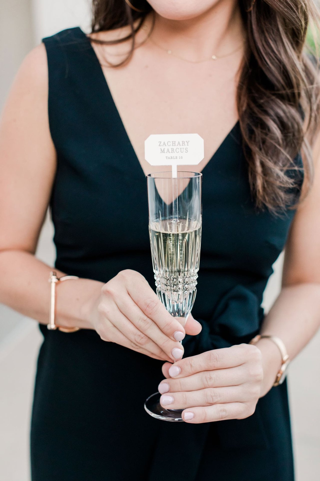 Escort Card in Champagne Flute