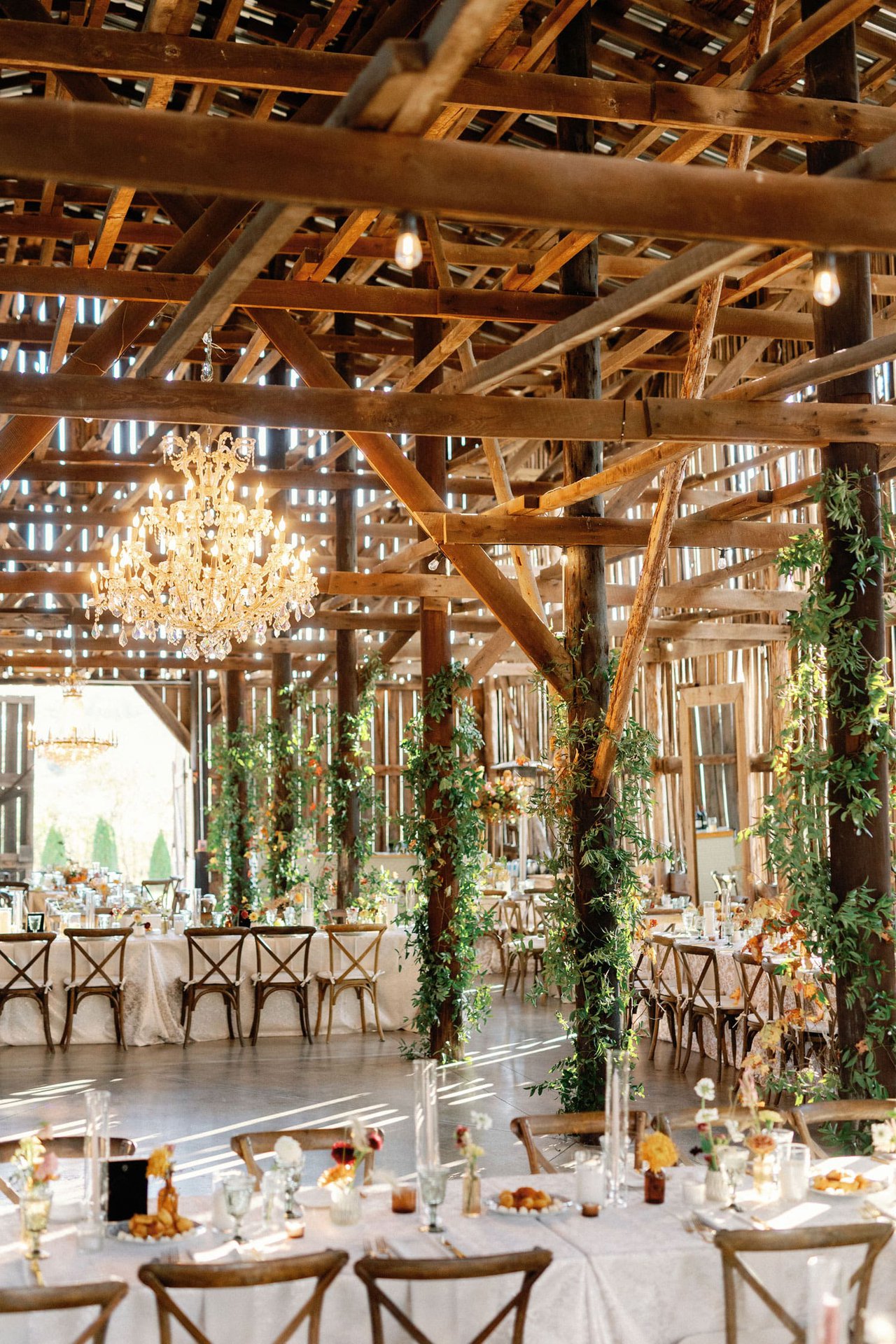 Fall-Theme Wooden Barn Wedding Reception