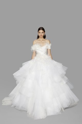 Look 13 Marchesa look-13-marchesa-fall-2017-ivory-off-the-shoulder-ball-gown-organza-draped-bodice-tulle-flowers-tier