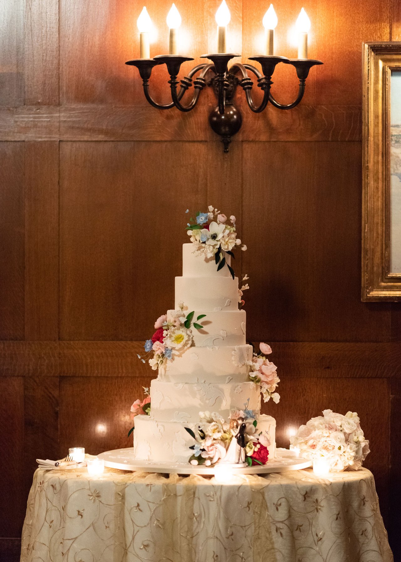 Wedding Cake with Floral Design Fresh Flowers