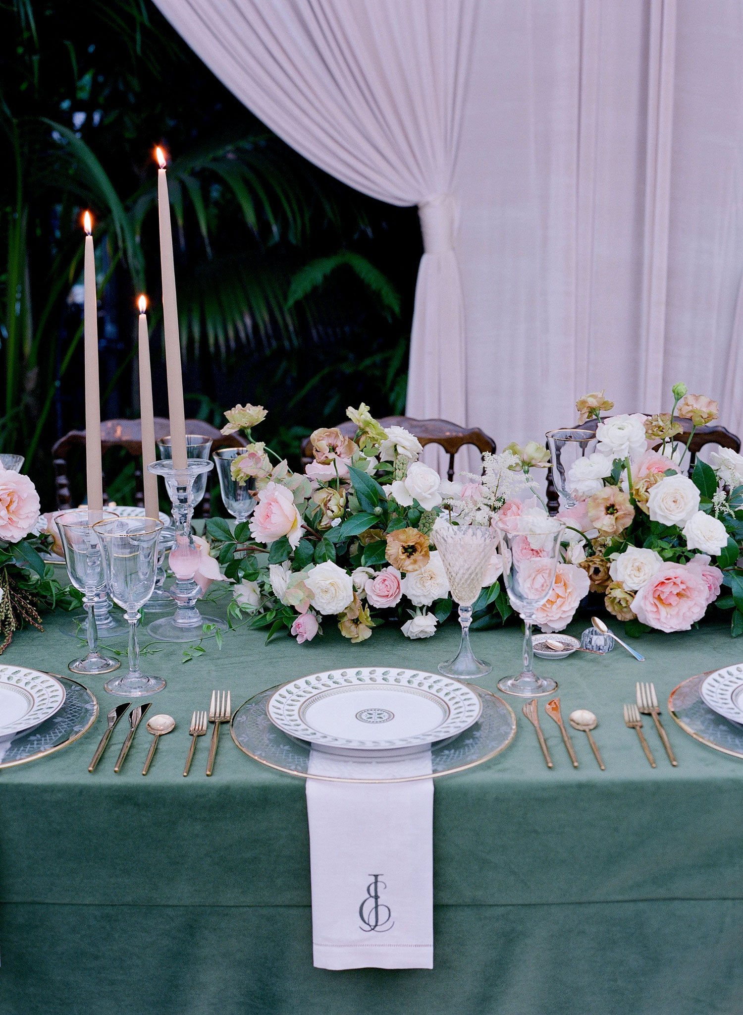 Monogram Napkin at Luxury Reception Place Setting