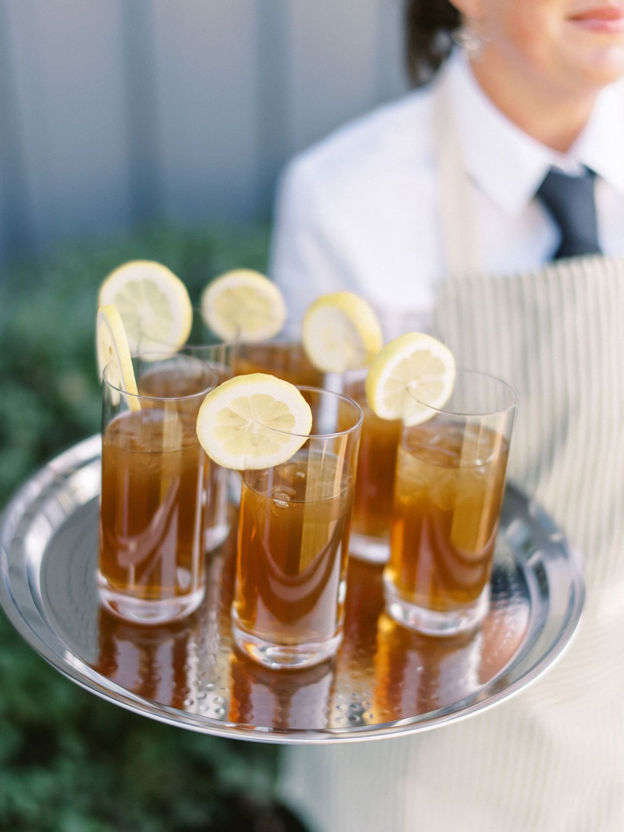 Iced Tea Served with Lemon Slices