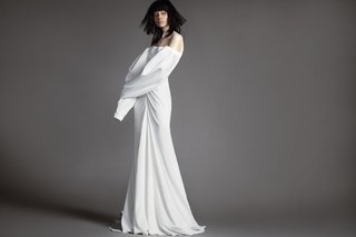 "Delphine" by Vera Wang vera-wang-spring-2018-delphine-crepe-gown-illusion-architectural-pleated-crepe