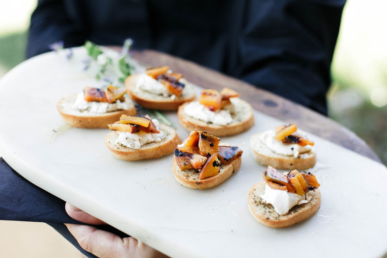Grilled Peach & Goat Cheese Crostini