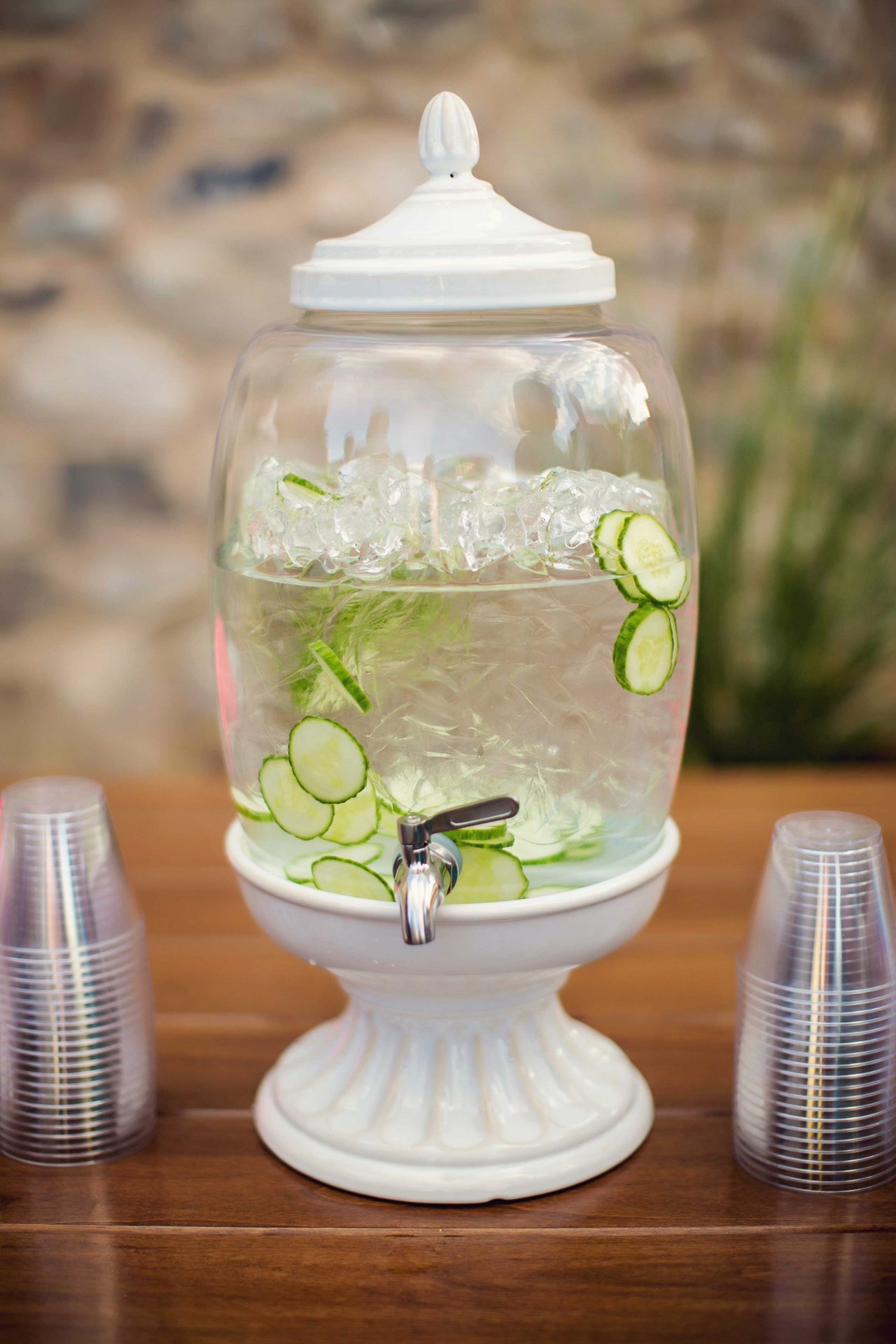 White Drink Dispenser for Cucumber Water