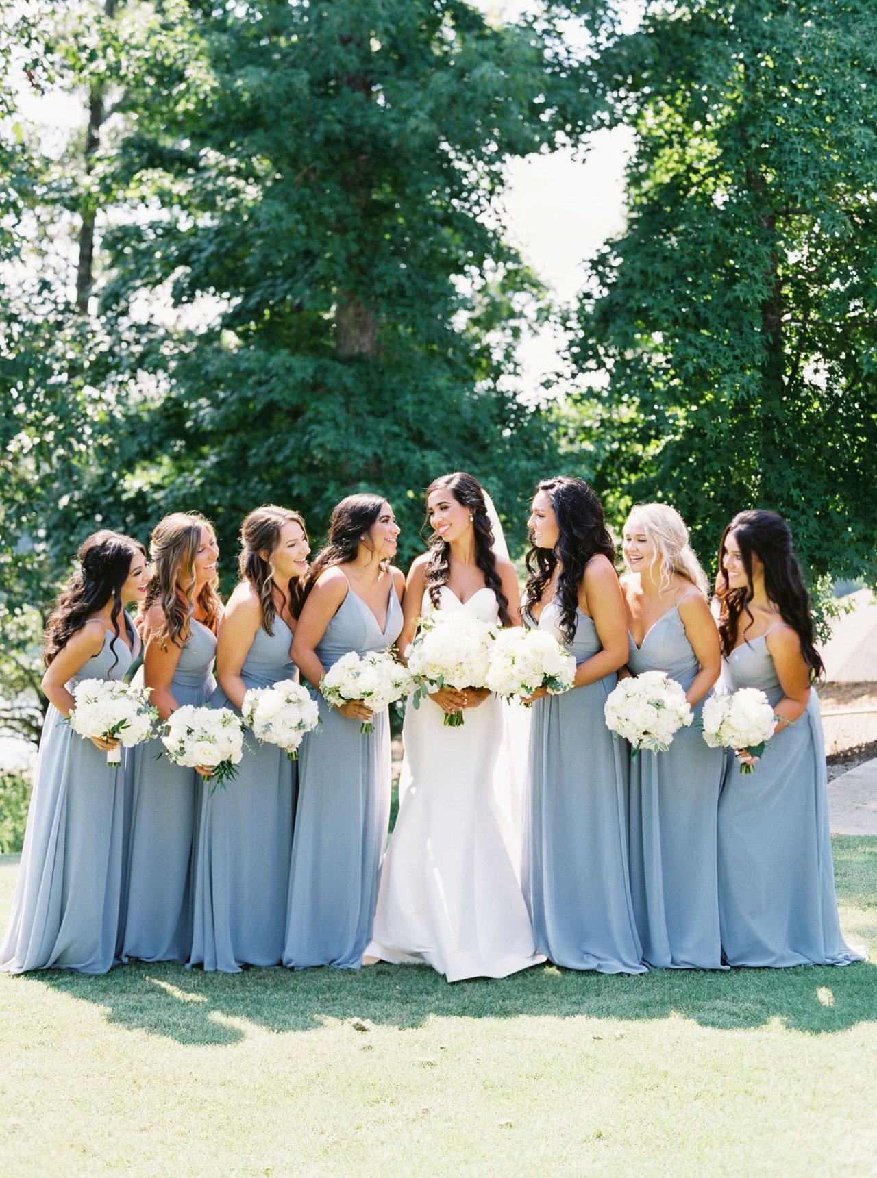 Bridesmaids in Dusty Blue Dresses Bridesmaids in Dusty Blue Dresses