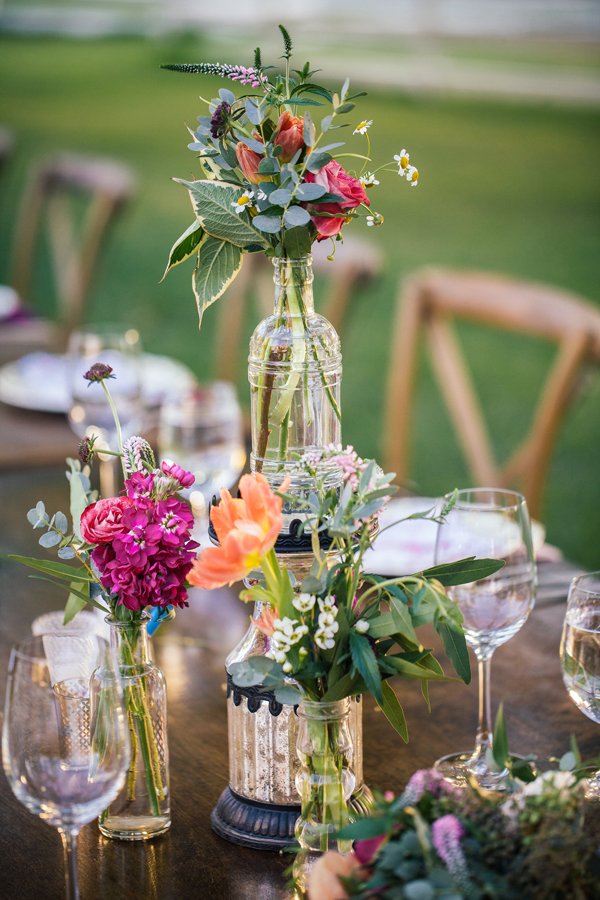 Flowers in Glass Bottles