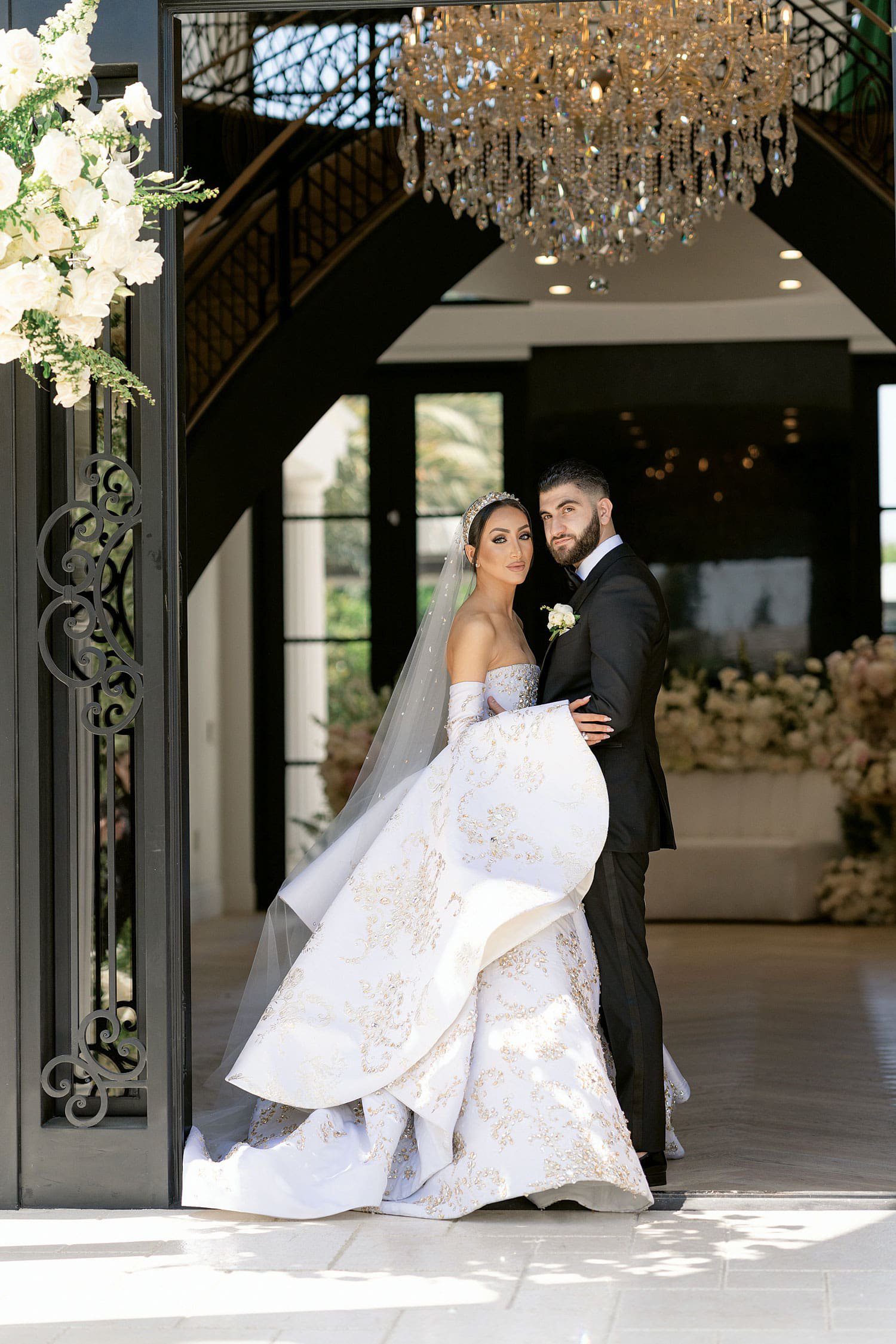 white and gold wedding dress luxury gown for white and gold wedding at calamigos ranch