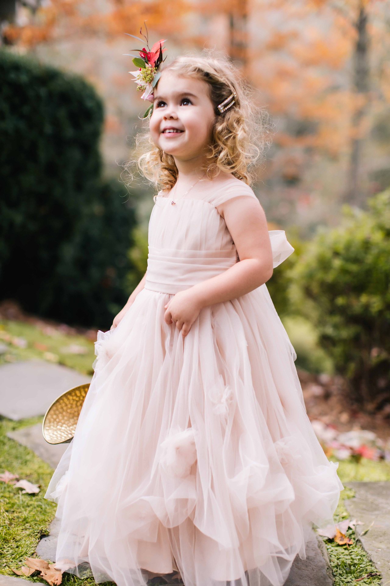 Cute Flower Girl in Pink Dress
