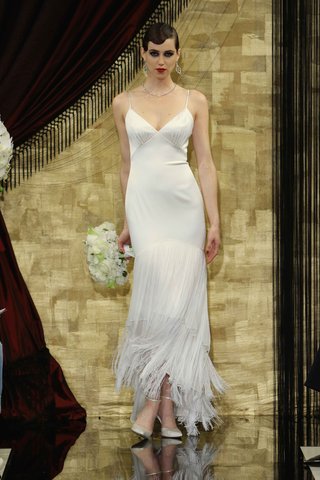 "Gladys" by THEIA Fall 2016 gladys-high-low-slip-wedding-dress-with-vintage-inspired-fringe