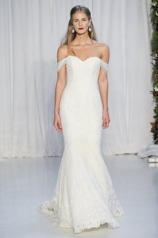 Raven by Anne Barge anne-barge-fall-2018-mermaid-gown-beaded-lace-with-tulle-off-the-shoulder-drape-extending-to-train